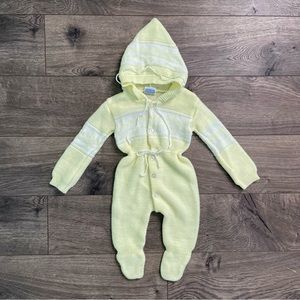 Vintage Babycrest Yellow Acrylic Infant Jumpsuit Romper